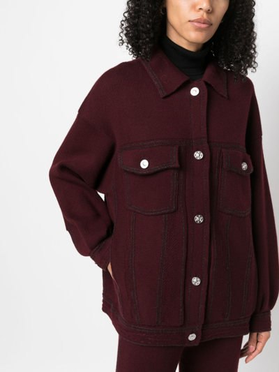 Shop Barrie Cotton-cashmere Denim-effect Jacket In Red