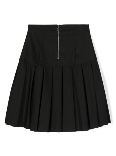Shop Balmain Button-detail Pleated Skirt In Black