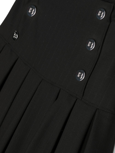 Shop Balmain Button-detail Pleated Skirt In Black