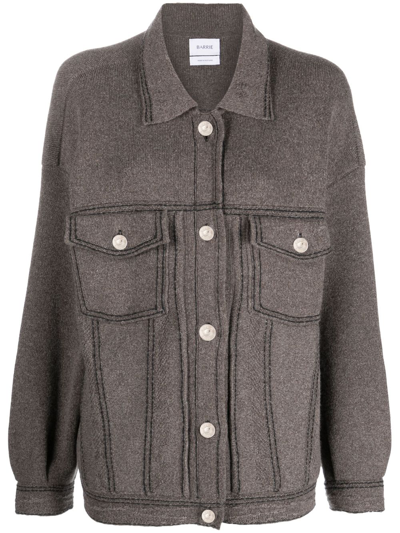 Shop Barrie Cotton-cashmere Denim-effect Jacket In Brown