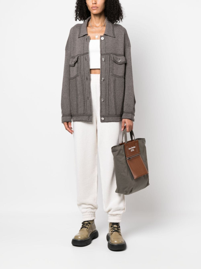 Shop Barrie Cotton-cashmere Denim-effect Jacket In Brown