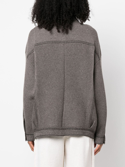 Shop Barrie Cotton-cashmere Denim-effect Jacket In Brown