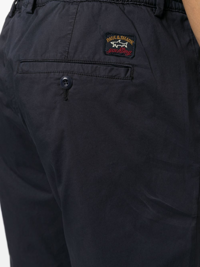 Shop Paul & Shark Logo-patch Chino Trousers In Blue
