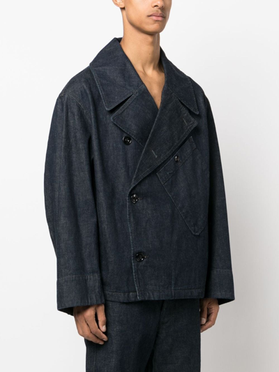 Shop Lemaire Dispatch Double-breasted Denim Jacket In Blue