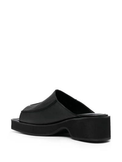 Eckhaus Latta Frame 55mm Slip-on Leather Sandals In Black