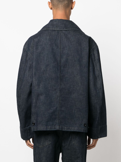 Shop Lemaire Dispatch Double-breasted Denim Jacket In Blue