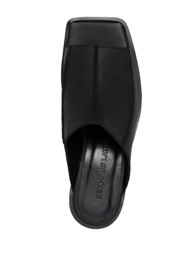 Shop Eckhaus Latta Frame 55mm Slip-on Leather Sandals In Black