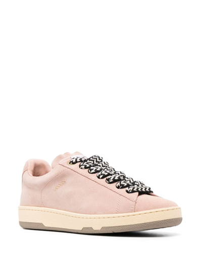 Shop Lanvin Lite Curb Suede Sneakers In Pink