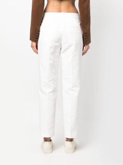 Shop Jil Sander Straight-leg Cotton Trousers In White