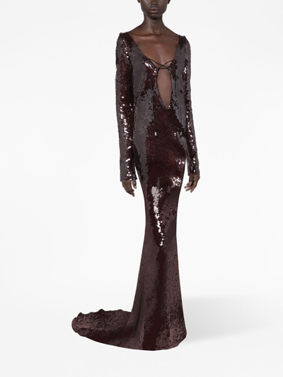 Shop 16arlington Solarium Sequin-embellished Dress In Brown