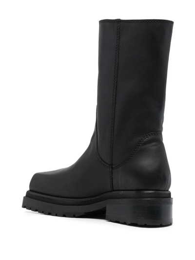 Shop Eckhaus Latta Square-toe 70mm Leather Boots In Black