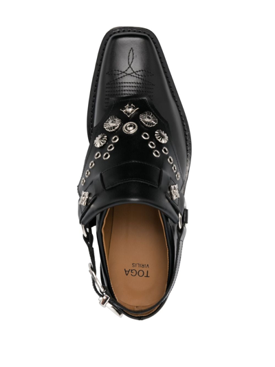 Shop Toga Virilis Studded 40mm Leather Loafers In Black