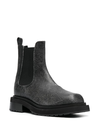 Eckhaus Latta Mike Cracked-effect Leather Boots In Black