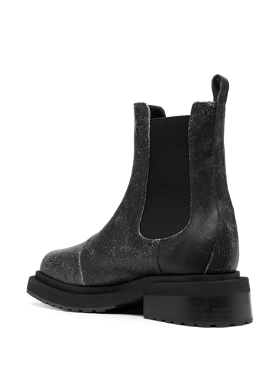 Eckhaus Latta Mike Cracked-effect Leather Boots In Black