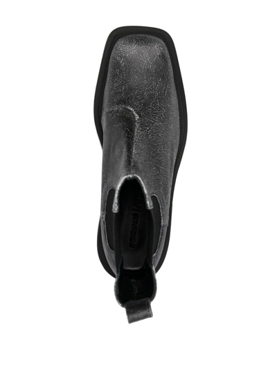 Eckhaus Latta Mike Cracked-effect Leather Boots In Black