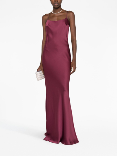 Shop The Andamane Ninfea Backless Satin Maxi Dress In Red