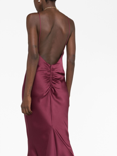 Shop The Andamane Ninfea Backless Satin Maxi Dress In Red