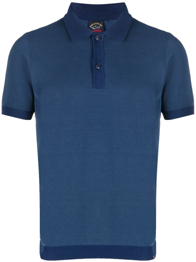 Shop Paul & Shark Short-sleeved Knitted Polo Shirt In Blue