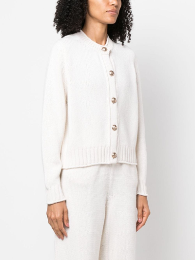 Shop Barrie Button-up Cashmere Cardigan In Neutrals