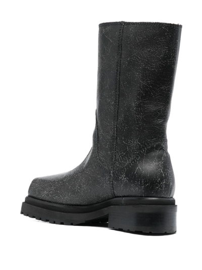 Shop Eckhaus Latta Square-toe 70mm Leather Boots In Black