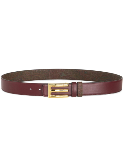 Shop Etro Paisley-print Reversible Belt In Red