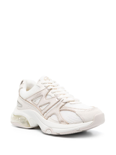 Shop Michael Michael Kors Logo-patch Mesh-panelling Sneakers In Neutrals