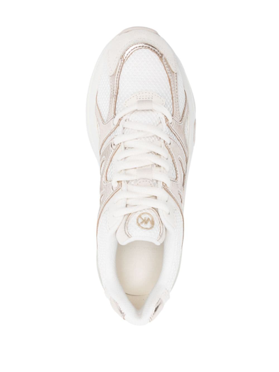 Shop Michael Michael Kors Logo-patch Mesh-panelling Sneakers In Neutrals