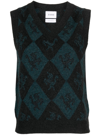 Shop Barrie Intarsia-knit Cashmere Jumper In Blue