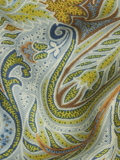 Etro Paisley-print Frayed-trim Scarf In Green