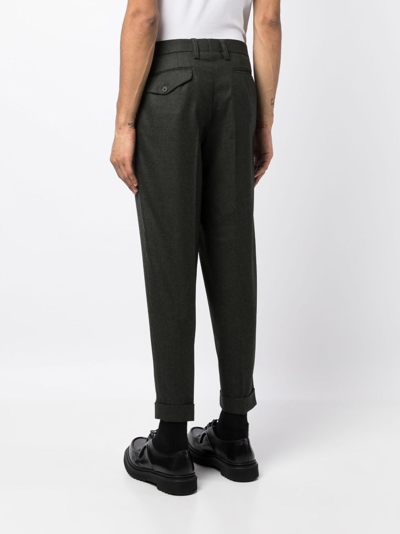 Shop Kolor Tapered Cropped Trousers In Green