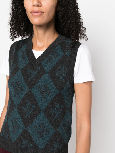 Shop Barrie Intarsia-knit Cashmere Jumper In Blue