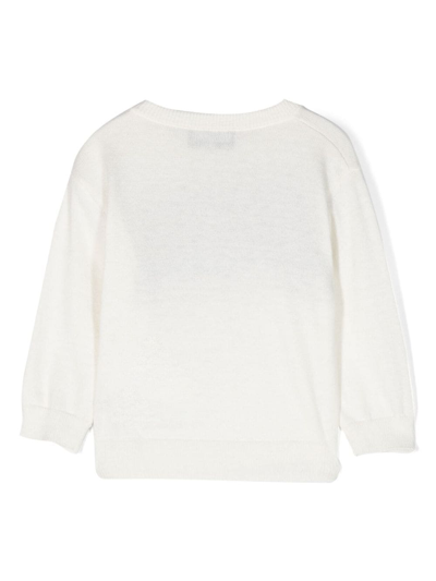 Shop Moschino Bear-print Intarsia-knit Jumper In White