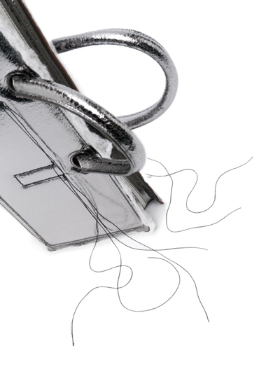 Shop Dentro Otto Metallic-leather Top Handle Bag In Silver
