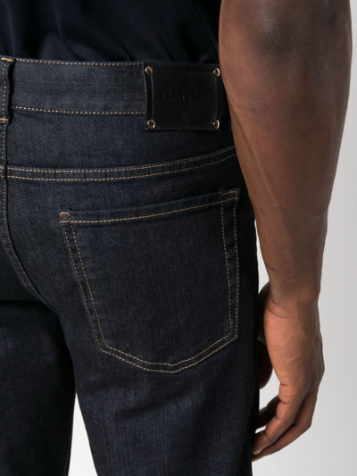 Shop Canali Slim-cut Cotton Jeans In Blue