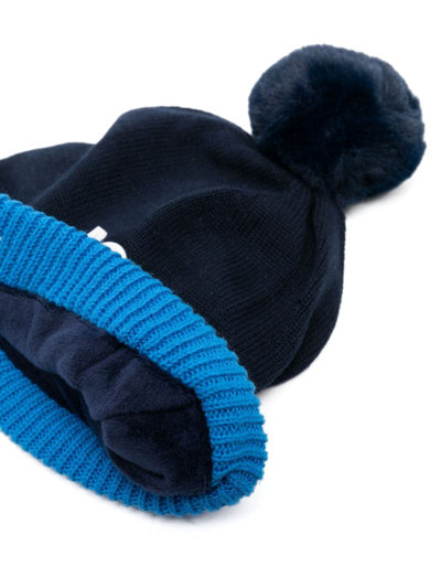 Shop Bosswear Embossed-logo Knitted Beanie In Blue