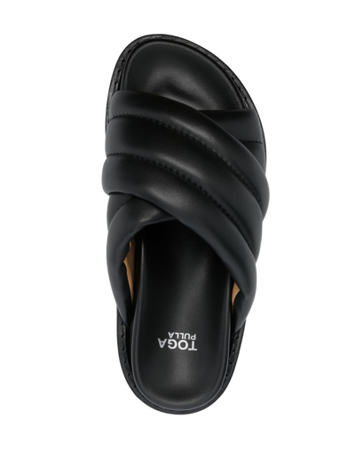 Shop Toga Studded 50mm Leather Slides In Black