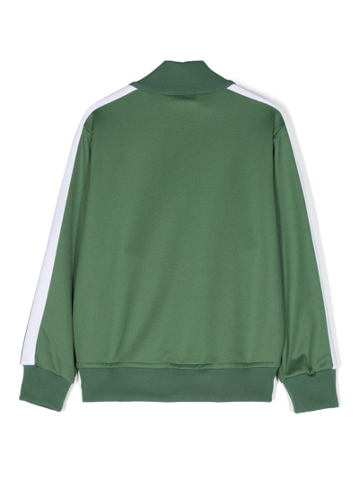 Shop Palm Angels Logo-print Zip-up Track Jacket In Green