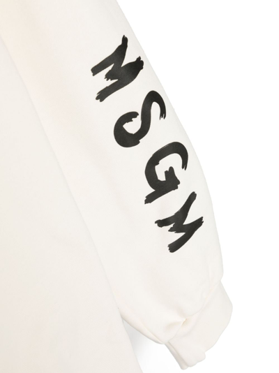 Shop Msgm Logo-print Cotton Track Pants In Neutrals