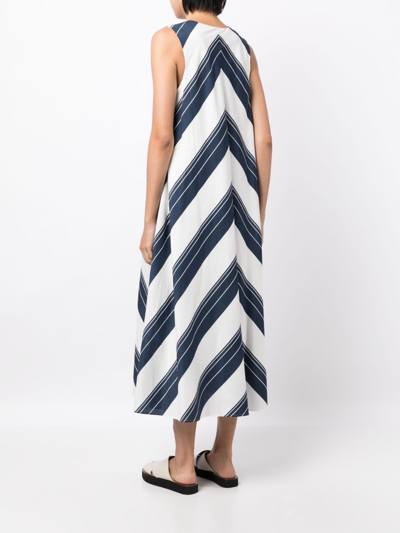 Shop Lee Mathews Hampden V-neck Striped Dress In White