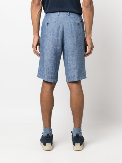 Shop Paul & Shark Logo-charm Linen Bermuda Shorts In Blue
