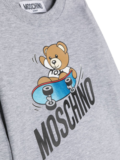 Shop Moschino Logo-print Long-sleeve T-shirt In Grey