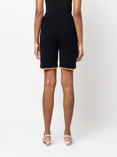 Shop Barrie Elasticated-waist Cashmere Shorts In Blue
