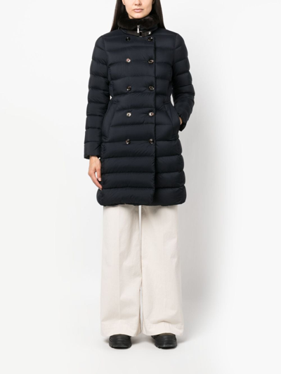 Moorer Double Breasted Long Down Jacket Longan In Black
