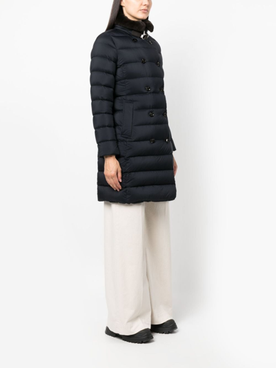 Moorer Double Breasted Long Down Jacket Longan In Black