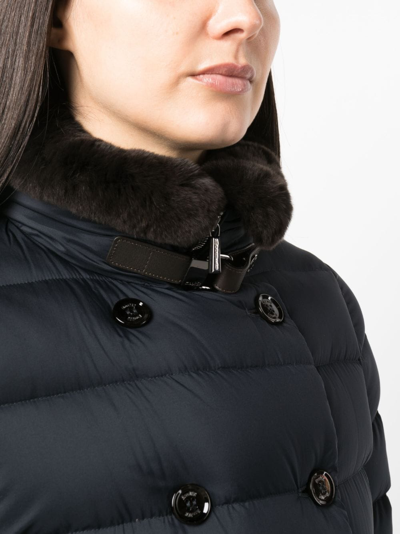 Moorer Double Breasted Long Down Jacket Longan In Black