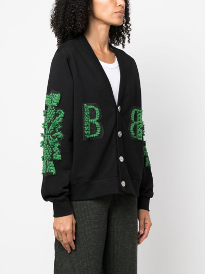 Shop Barrie Logo-embroidered Cashmere Cardigan In Black