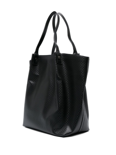 Serapian Medium Vertical Secret Monogram-embossed Tote Bag In Black