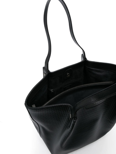 Serapian Medium Vertical Secret Monogram-embossed Tote Bag In Black