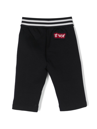 Emporio Armani Logo-patch Elasticated-waistband Leggings In Blue