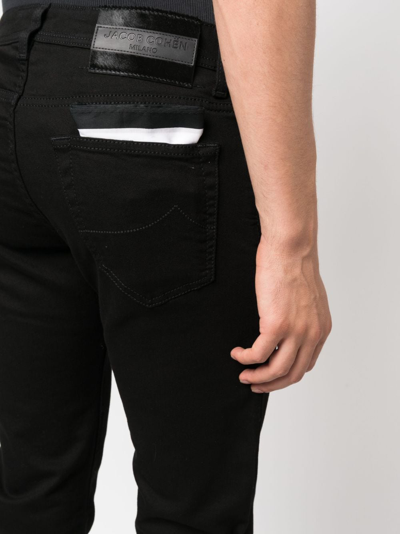 Shop Jacob Cohen Logo-patch Slim-cut Jeans In Black
